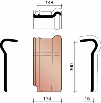 KOR TUILE TROIS QUART FAITIERE 44 GRIS ARDOISE EMAILLE MAT 705