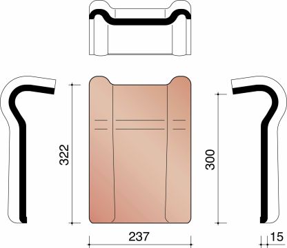 KOR TUILE FAITIERE A DOUBLE BOURRELET 44 NOIR EMAILLE 738