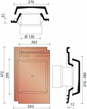 MIGEON ACTUA KIT TUILE A DOUILLE + MITRON + MODULE DE CONNEXION 150 BRUN 682