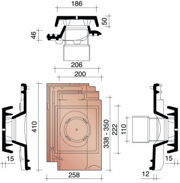 BISCH SE PANNE KIT TUILE A DOUILLE 110MM + MITRON + MODULE DE CONNEXION ARDOISE 703