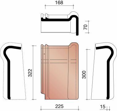 KOR TUILE FAITIERE DE RIVE DROITE 44 GRIS ARDOISE EMAILLE MAT 705