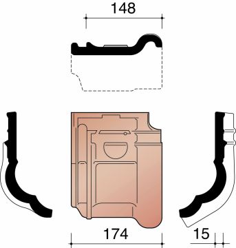 KOR TUILE TROIS QUART MEMBRON 44 GRIS ARDOISE EMAILLE MAT 705