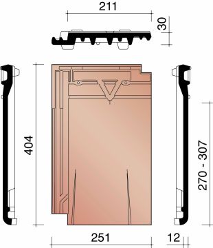 DATURA TUILE CHATIERE + GRILLE SYNTHETIQUE ROUGE NATUREL+ 600