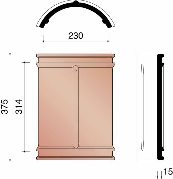 KOR FAITIERE DEMI-RONDE A DOUBLE EMBOITEMENT 230MM 44 VIEUX CUIVRE 876