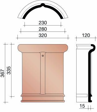 KOR FAITIERE 230MM DEMI-RONDE 44 VIEUX CUIVRE 876