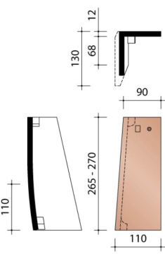 KOR TUILE DE RIVE DEMI SPECIALE GAUCHE RUSTICA OMBRA 795