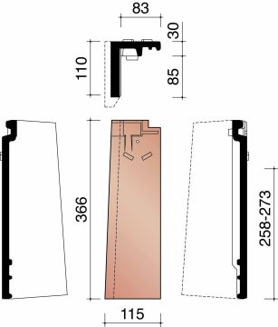 MIGEON VAUBAN TUILE DE RIVE DEMI GAUCHE BRUN 682