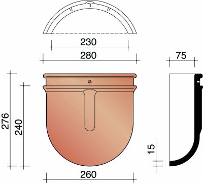 KOR FAITIERE DEMI-RONDE A DOUBLE EMBOITEMENT 230MM 451 VIEILLI 878