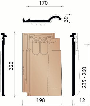 KOR TUILE TROIS QUART VARIO 18 MAT ZWART 741