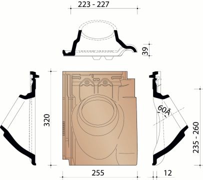 KOR TUILE A DOUILLE 100MM VARIO 18 NOIR MAT