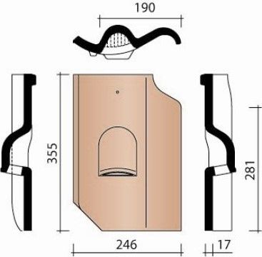 KOR TUILE CHATIERE + GRILLE 451 BLEU FUME 706