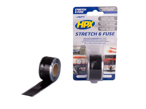 HPX STRETCH & FUSE ZWART 25MM X 3M