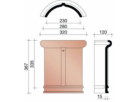 KOR FAITIERE 230MM DEMI-RONDE 44/993/401 ANTHRACITE NEW 736