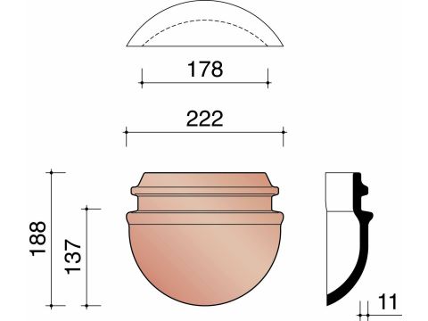 KOR ABOUT D'ARETIER DEMI-RONDE 190MM 44/993 ANTHRACITE NEW 736