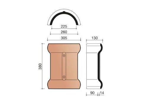 VHV VARIO FAITIERE DEMI-RONDE 225MM ROUGE NATUREL+ 652